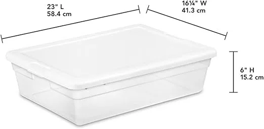 Sterilite 10-Pack Stackable Storage Bin with Lid, Clear Plastic Design, 28 Quart