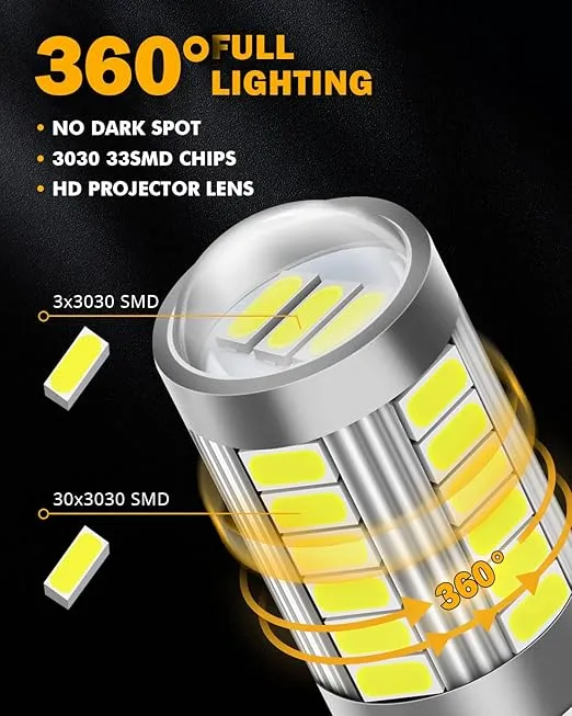 Auxbeam T25 3156 3157 LED Bulbs, 6500K White, Super Bright 4114 3057 4157 3457 4057 LED Backup Reverse Lights for Cars Trucks Motorcycles, 3030-SMD 12V, Pack of 2