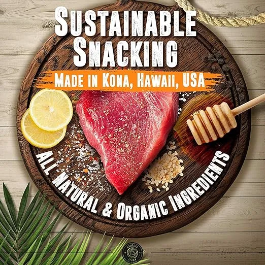 Kaimana Wild-Caught Ahi Tuna Jerky - Peppered | Rich in Omega-3s & High in Protein | All-Natural & Organic Fish Jerky (2 oz)