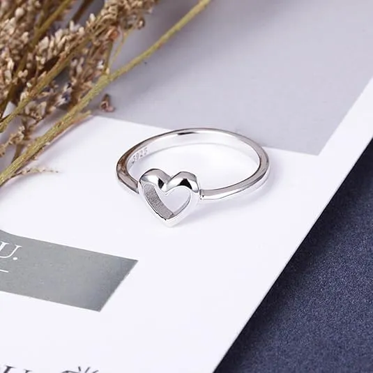 CCBFY Sterling Silver 925 Simple Minimalist Heart Finger Rings for Women Wedding Engagement Statement Jewelry Size 4-10