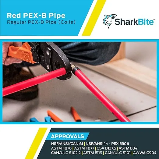 SharkBite 1 Inch x 300 Feet Red PEX-B, PEX Pipe Flexible Water Tubing for Plumbing, U880R300