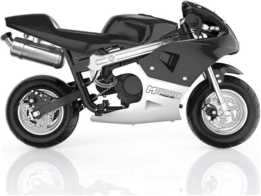 MotoTec Phantom Gas Pocket Bike 49cc 2-Stroke Black, 43x15x26
