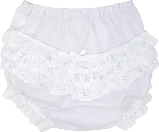 I.C. Collections Baby Girls White Batiste Rumba Diaper Cover Bloomers