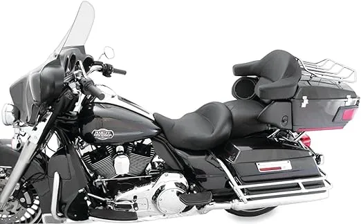 Mustang Motorcycle Seats 79538 Super Touring One-Piece Seat for Harley-Davidson Electra Glide Standard, Road Glide, Road King & Street Glide 2008-'21, Original, Black, Extended Reach