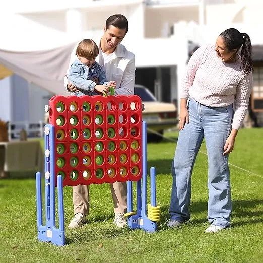 SDADI Jumbo 4 in a Row Game, 4-to-Score Giant Game Set with Adjustable Height (2.5-3.5 FT) for Kids & Adults, Indoor/Outdoor Connect Game with Quick-Release Slider, Perfect for Family and Party Games