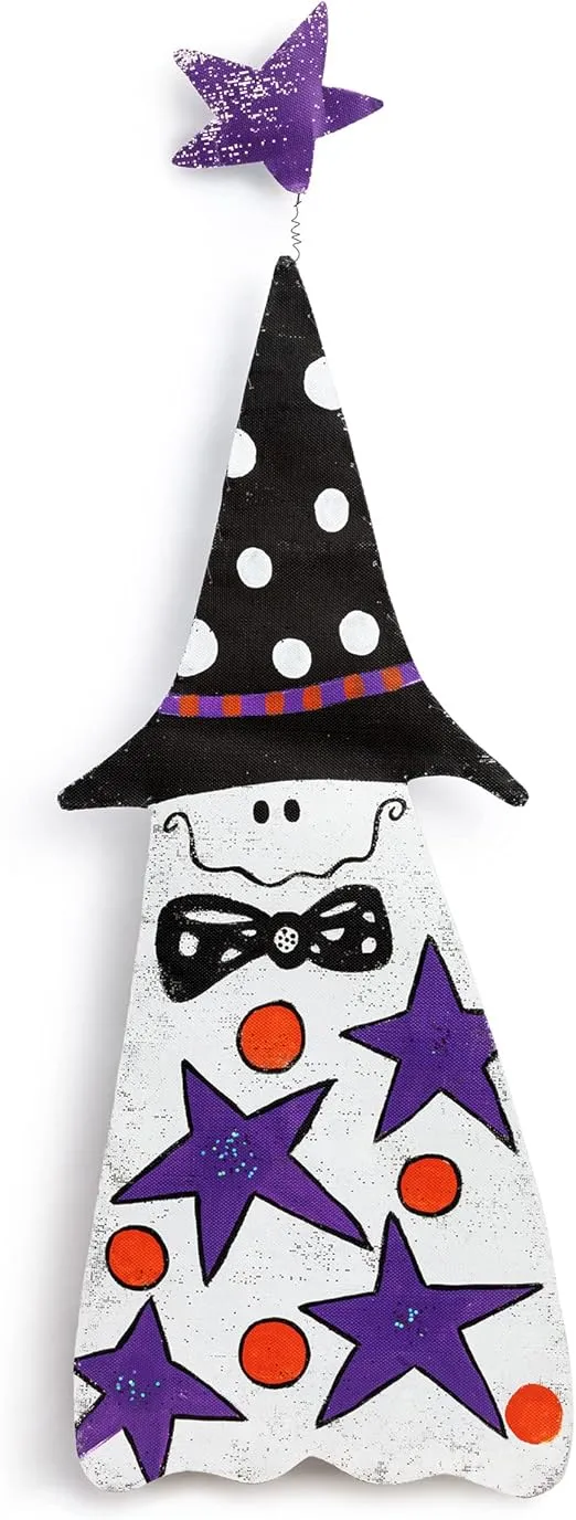DEMDACO Friendly Ghost Purple and White 40 x 15 Inch Aluminum Screen Halloween Door Hanger Sign