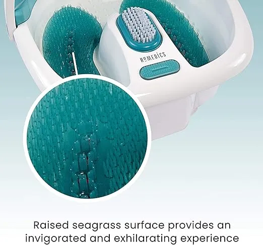 Homedics Bubble Elite Foot Spa Massager with Heat Boost, 2-in-1 Removable Pedicure Center, Toe-Touch Control, Easy Tote Handle with Splash Guard