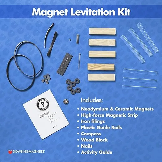 Dowling Magnets Science Discovery Kit: Magnet Levitation. Science Experiments (Magnetic Levitation Train Kit)/Science Lab/Engineering Kit/STEM Kit/Physics for Kids and Teens/Magnet Set. Item 731100.