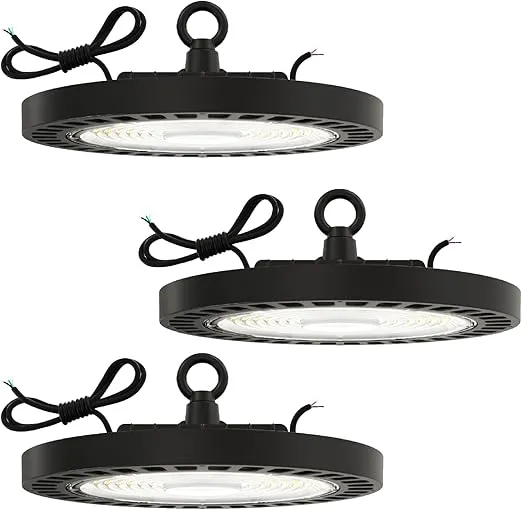 Sunco UFO LED High Bay Light, Lighting for Warehouse, 5000K Daylight, 150W, 21000 LM, 100-277V, Dimmable 0-10V, IP65 Waterproof, Super Bright, UL 3 Pack