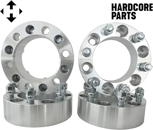 4pc Wheel Spacers Adapters 4" (2inch Per Side) 6x5.5 (6x139.7) Vehicle to 6x5.5 Wheel Patterns with 14x1.5 Threads - Chevrolet GMC Silverado Sierra Suburban Tahoe Yukon Blazer Jimmy Cadillac Escalade