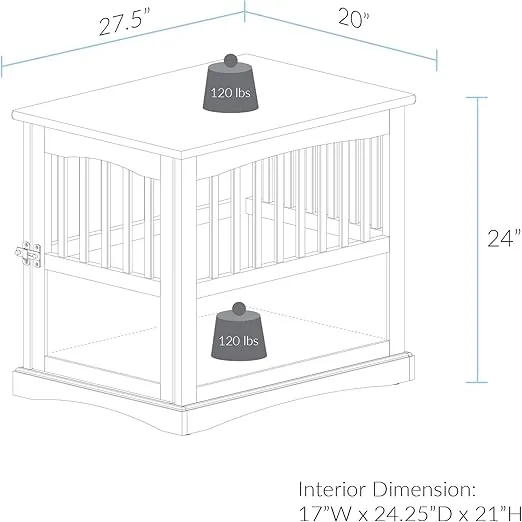 Casual Home Wooden Medium Pet Crate, End Table, Walnut , 27.50" x 20.00" x 24.00"