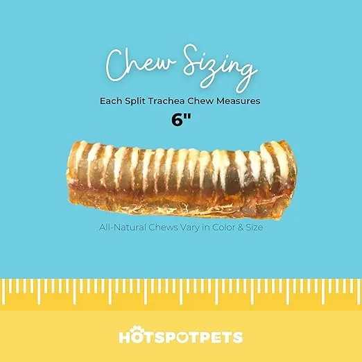 hotspot pets Premium Beef Trachea for Dogs 6" Strips Split (10 Pack) All Natural Grass-Fed Beef Dog Chews, Rich in Glucosamine Chondroitin for Joint Health, Single Ingredient No Rawhide Dog Treats