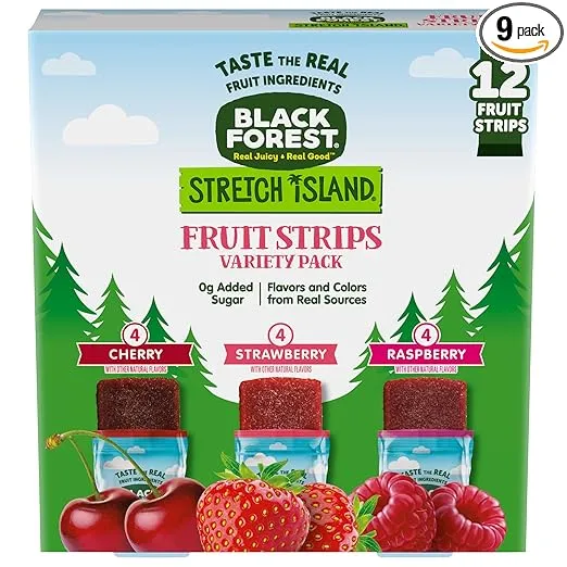 Black Forest Stretch Island Fruit Strips Variety Pack, 12 Count