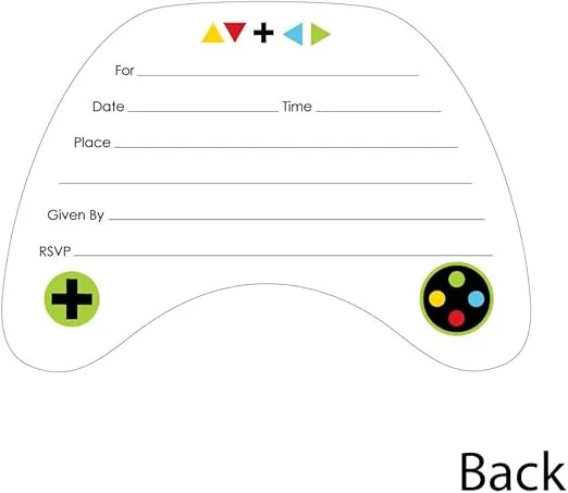 Big Dot of Happiness Game Zone - Shaped Fill-In - Pixel Video Game Party or Birthday Invitation Cards with Envelopes - Set of 12