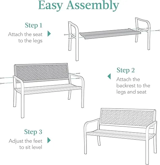 Best Choice Products Outdoor Bench 2-Person Metal Steel Benches Furniture for Garden, Patio, Porch, Entryway w/Geometric Backrest, 790lb Capacity - Rust