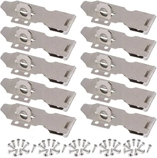 Wideskall® 4" inch Zinc Plated Swivel Safety Hasp and Staple with Screws (Pack of 10)