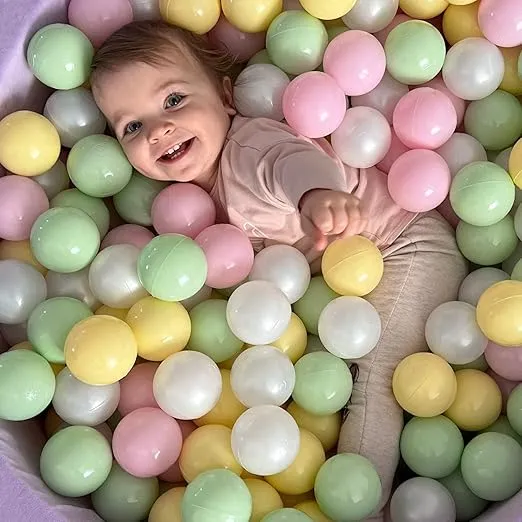 MeowBaby 35 by 11.5 Inch Foam Baby Ball Pit with 200 Foam Balls Included for Easy Set Up in Toddlers Playpen, Turquoise/Grey/White