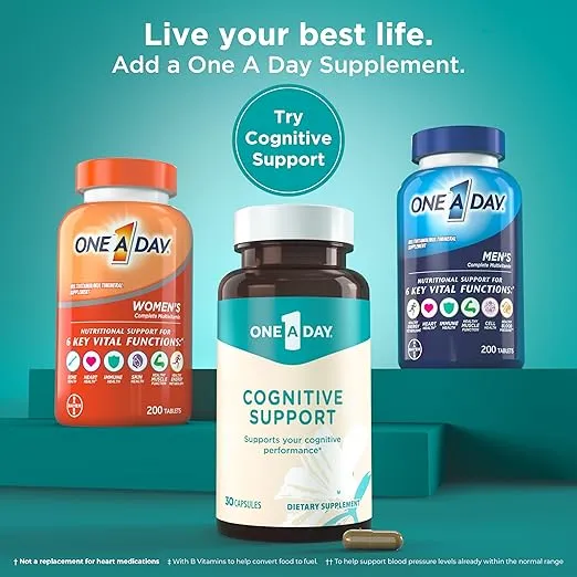 One A Day Cognitive Supplement – Brain Supplement to Support Cognitive Performance for Men and Women with Bacopa. Also includes Rhodiola, & Holy Basil, 30 Capsules