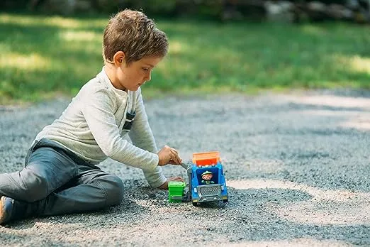 Blippi Recycling Truck - Includes Character Figure, Working Lever, 2 Trash Cubes, 2 Recycling Bins - Sing Along with Popular Catchphrases - Educational Toys for Kids - Amazon Exclusive