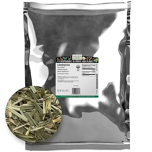 Frontier Co-op Organic Lemongrass, 1lb Bulk Bag, Cut & Sifted | 100% Pure & Natural Dried Lemon Grass | Perfect for Lemongrass Tea & Seasoning, Kosher