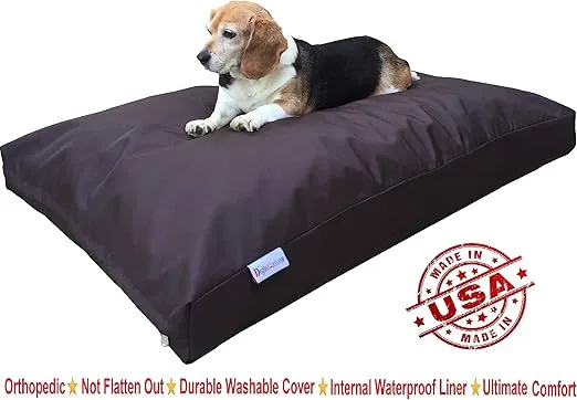 Dogbed4less XL Memory Foam Dog Bed for Medium to Large Dogs with Orthopedic Comfort, Waterproof Liner and Heavy Duty Nylon Cover 40X35 Pillow, Seal Brown