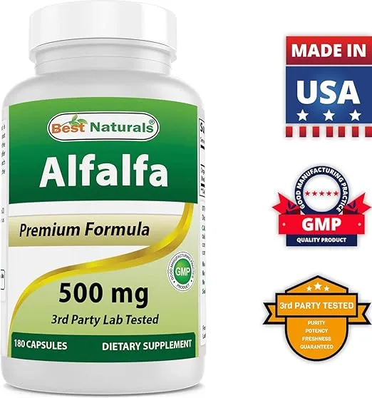Best Naturals Alfalfa Green Super Food 500 mg 180 Capsules (180 Count (Pack of 2))