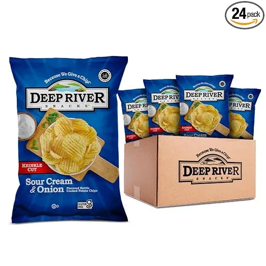 Deep River Snacks Krinkle Cut Chips, Sour Cream & Onion, 2 Ounce (Pack of 24)
