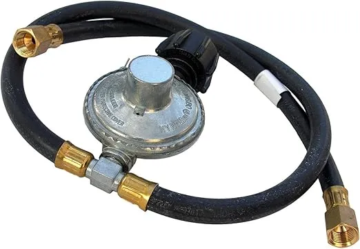 Flame King ALRYQC02 2-Ft Y-Splitter Propane Regulator Double Hose Outlet Fits Type-1 (QCC-1) Tank Connections, for BBQ Grills with Side Burner, Black