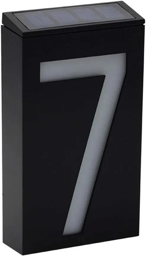 LED Solar House Number Light, Garden Numbers Solar Powered Address Sign LED Illuminated Outdoor Plaques and Wall Art Lighted Up for Home Yard Street (Digit 7)