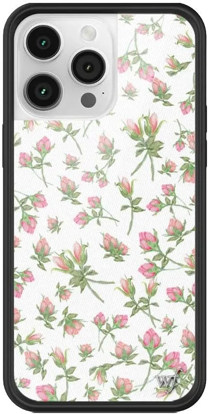 Wildflower Cases - Pink Posie Rosie Case, Compatible with Apple iPhone 14 Pro Max | Pink, White, Floral, Trendy, Cute - Protective Black Bumper, 4ft Drop Test Certified, Women Owned Small Business