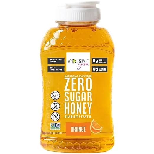 Wholesome Yum Orange Zero Sugar Honey Substitute (Keto Honey) - Natural Sugar Free Honey Alternative With Monk Fruit & Allulose - 0 Net Carbs, Non-GMO, Gluten Free, No Aftertaste (11 oz)