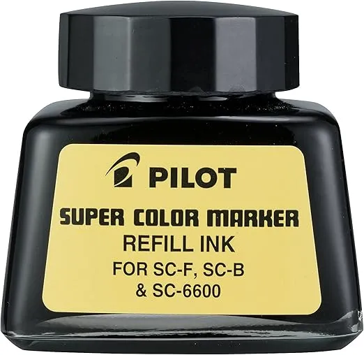 PILOT Super Color Permanent Marker Refill Ink, Black Ink, 1 Ounce Bottle with Dropper (43500)