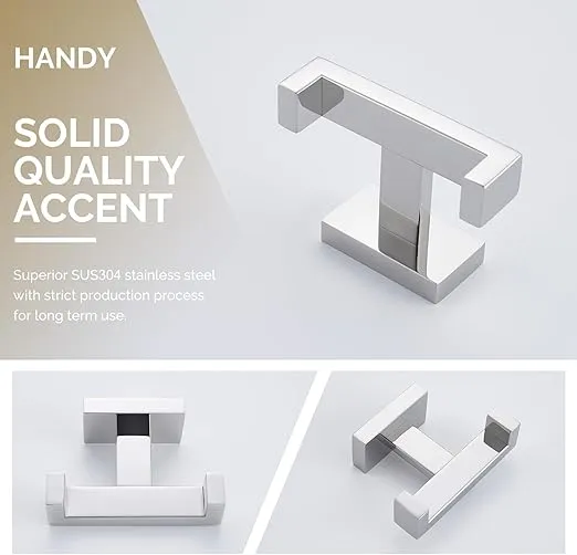 Angle Simple Double Towel Hook Polished Chrome, 304 Stainless Steel Bathroom Hook for Wall, Robe Coat Hook