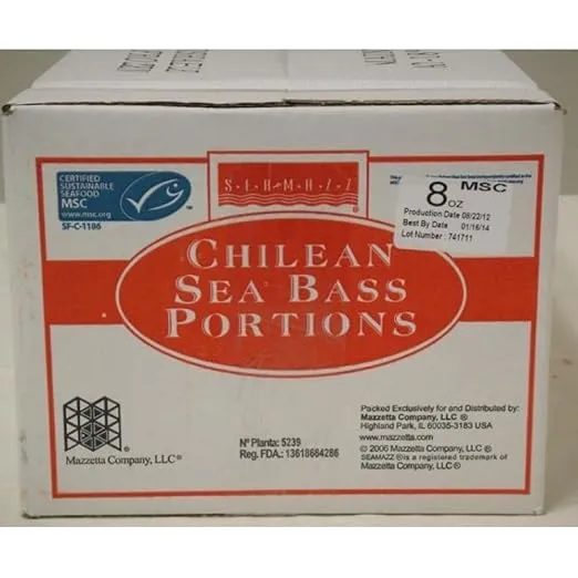 Frozen Seafood Chilean Sea Bass - 8 Ounce, 10 Pound -- 1 each.