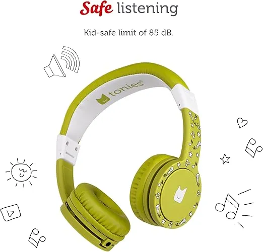 Tonies Foldable Wired Headphones for Kids - Comfortably Designed to fit On-Ear - Works with Toniebox and All 3.5mm Devices - Green