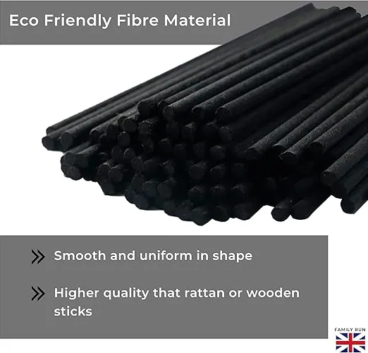 Ziffs Home® 120pcs Black Fibre Reed Diffuser Sticks - 20cm/7.87in x 4mm/0.16in - Thick Diffuser Reeds Sticks - Diffuser Sticks for Diffuser Oils Fragrance Refill - Fibre Reeds for Diffusers