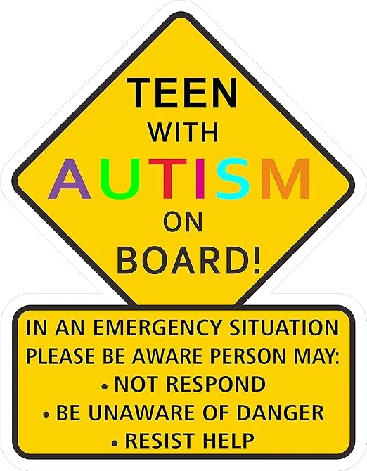 1 pcs Teen with Autism Awareness - 5 inches - Car Truck Decal Sticker. Alert Responders