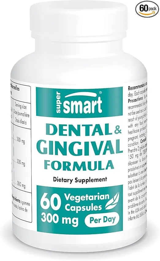 Supersmart - Dental & Gingival Formula (Patented) - Oral Care Supplement - with TEES-10 | Non-GMO & Vegan - 60 Vegetarian Capsules