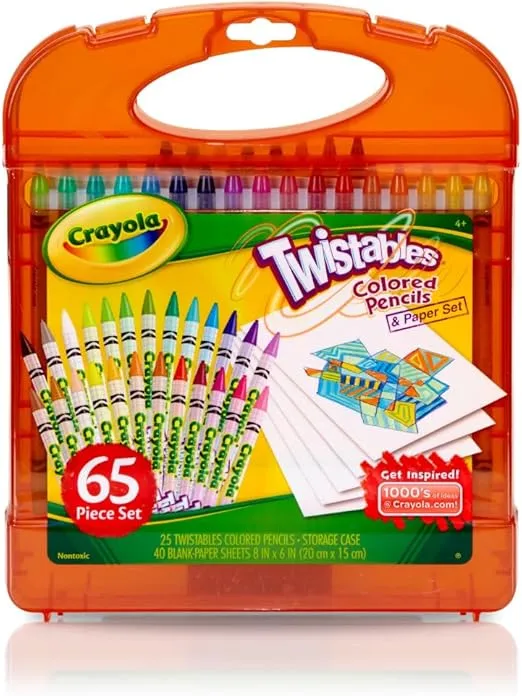 Crayola Twistables Colored Pencils Set (65ct), Kids Drawing Kit, Portable Art Case, Kids Colored Pencils, Stocking Stuffers