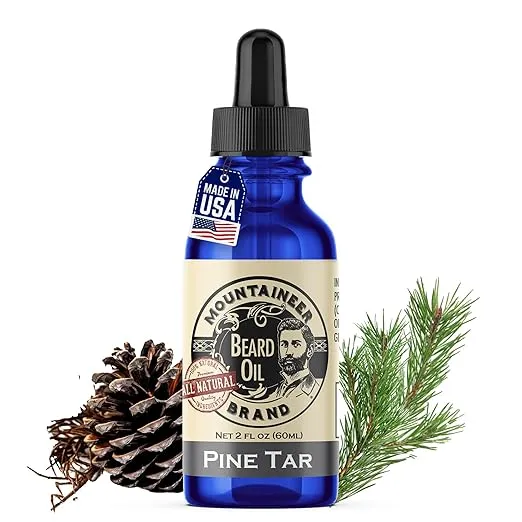 Mountaineer Brand Beard Oil - WV Pine Tar Scent - 100% Natural Conditioner and Softener For Men - Hydrates and Moisturizes for Beard Growth - Treats Dry Itchy Beards - 2oz