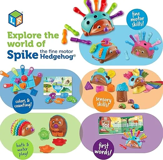 Learning Resources Spike The Fine Motor Hedgehog - Toddler Learning Toys, Fine Motor and Sensory Toys for Kids Ages 18+ Months, Montessori Toys