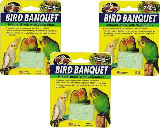(3 Pack) Zoo Med Laboratories Bird Banquet Vegetable Mineral Block, Small
