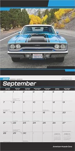 American Muscle Cars OFFICIAL | 2025 12 x 24 Inch Monthly Square Wall Calendar | Foil Stamped Cover | Plastic-Free | BrownTrout | USA Motor Ford Chevrolet Chrysler Oldsmobile Pontiac