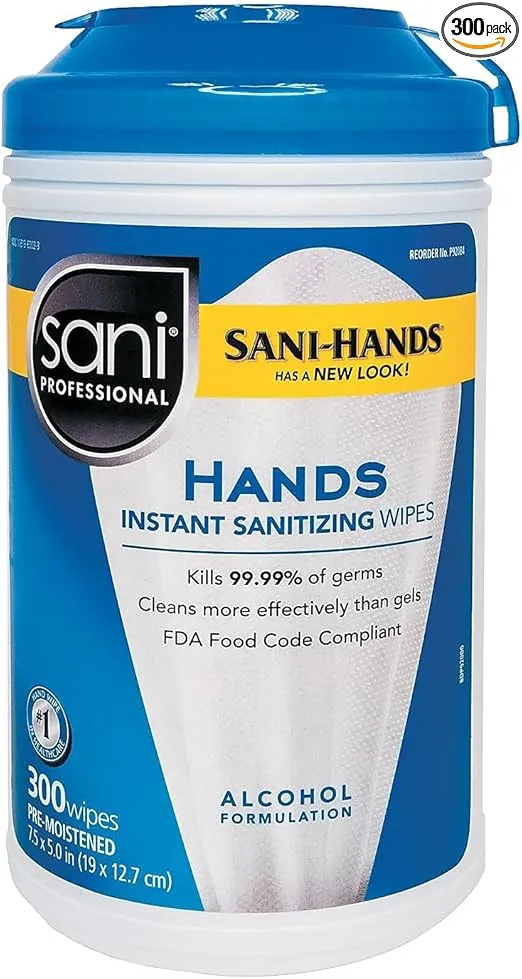 Sani Professional Hands Instant Sanitizing Wipes, 300 Wipes/Pack (NICP92084EA)