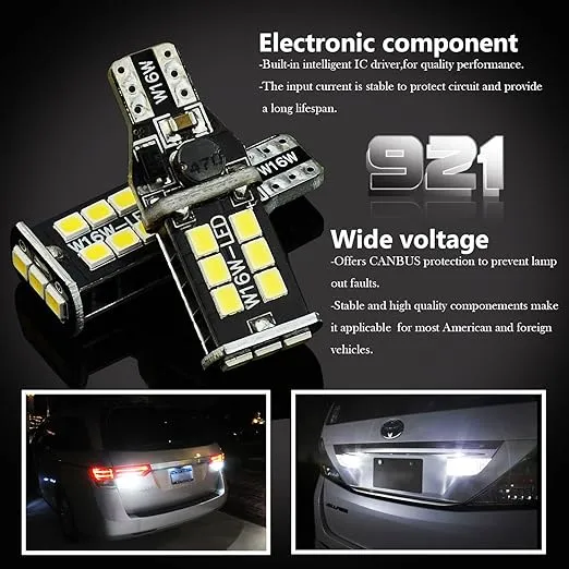 JDM ASTAR Super Bright Error Free 921 912 3035 Chips White LED Bulbs For Backup Reverse Lights