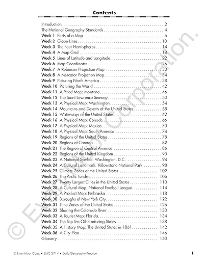Evan-Moor Daily Geography Practice, Grade 5, Homeschooling and Classroom Resource Workbook, Reproducible Worksheets, Teaching Edition, Downloadable Maps, USA, World, Continents, Oceans, Countries
