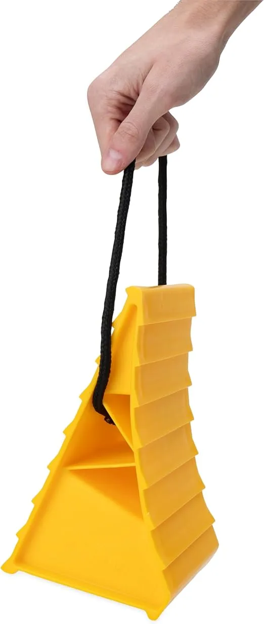 Camco 44472 Wheel Chock with Rope for Easy Removal, Helps Keep Your Trailer or RV in Place (Pack of 1), Yellow