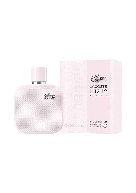 Lacoste L.12.12 Rose Eau de Parfum - Long Lasting Fragrance with notes of Mint, Rose & Cedarwood - Floral & Fruity - 3.3 fl. oz.