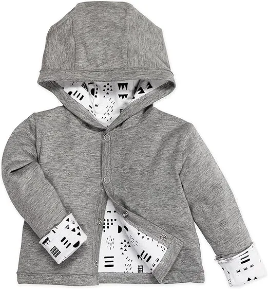 HonestBaby Front Hooded Jackets, Side-snap Top, Hoodies in Cozy 100% Organic Cotton Infant Baby Boys, Girls, Unisex