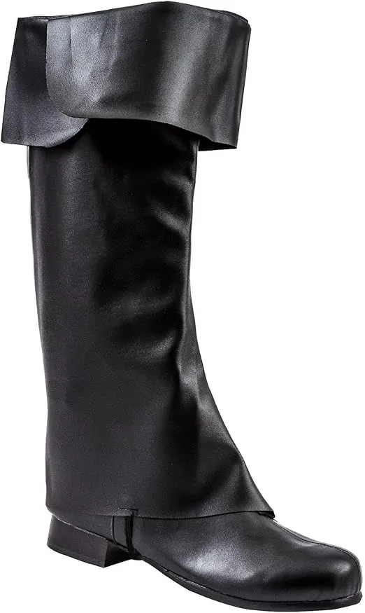 Classic Black Faux Suede Boot Toppers (Adult Size) - Boot Covers & Pirate Accessories - Ideal for Pirate Party, Themed Events, Costume Parties & Cosplays (1 Pair)